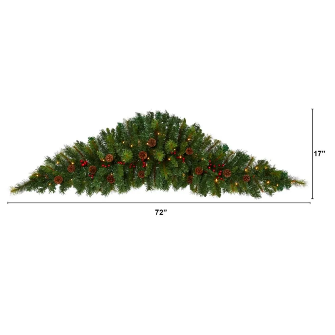 6' Artificial Christmas Swag With 50 Led Lights, Berries And Pine Cones
