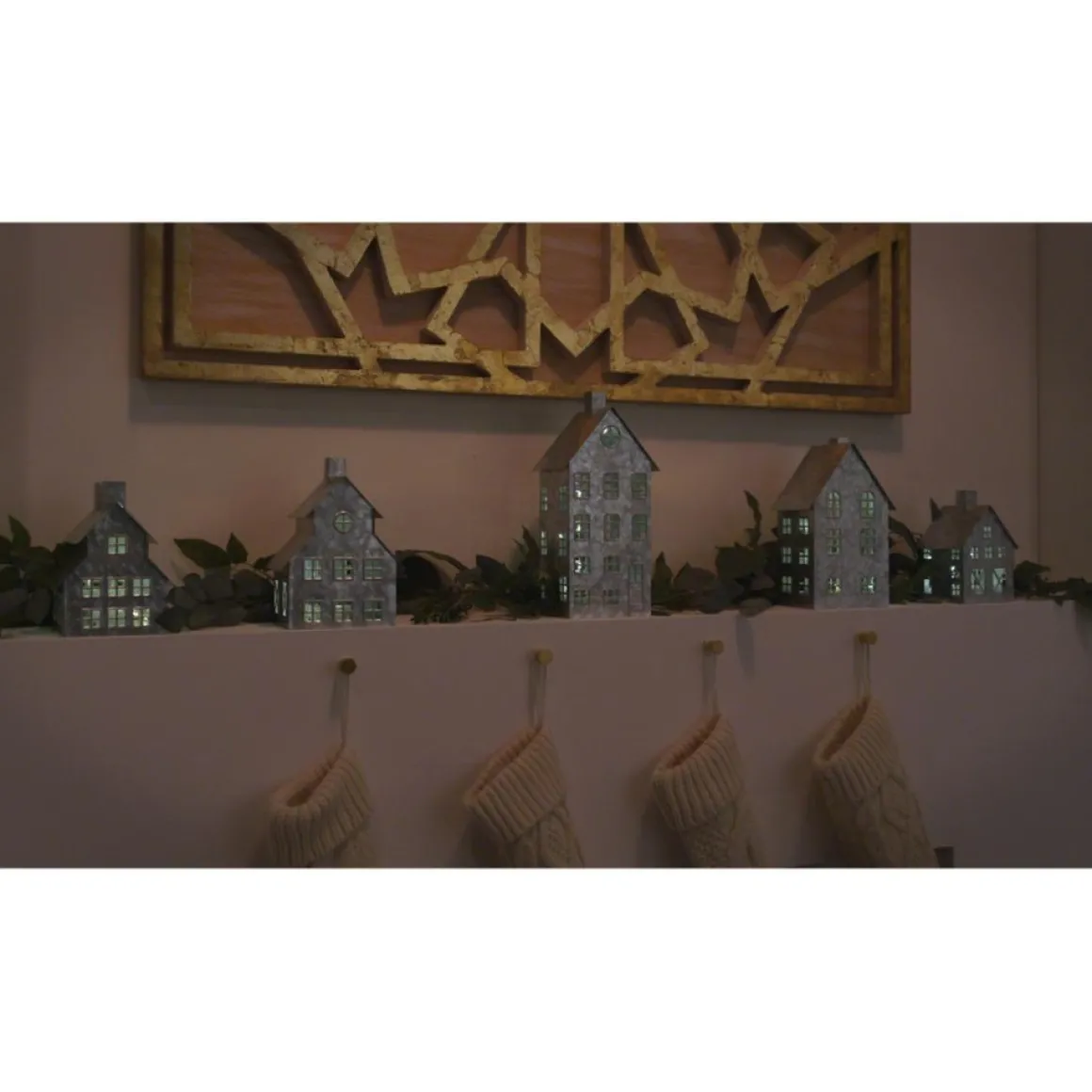 As Is Emryn House 5Pc Farmhouse Village Set With String Lights