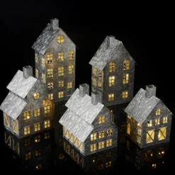 As Is Emryn House 5Pc Farmhouse Village Set With String Lights