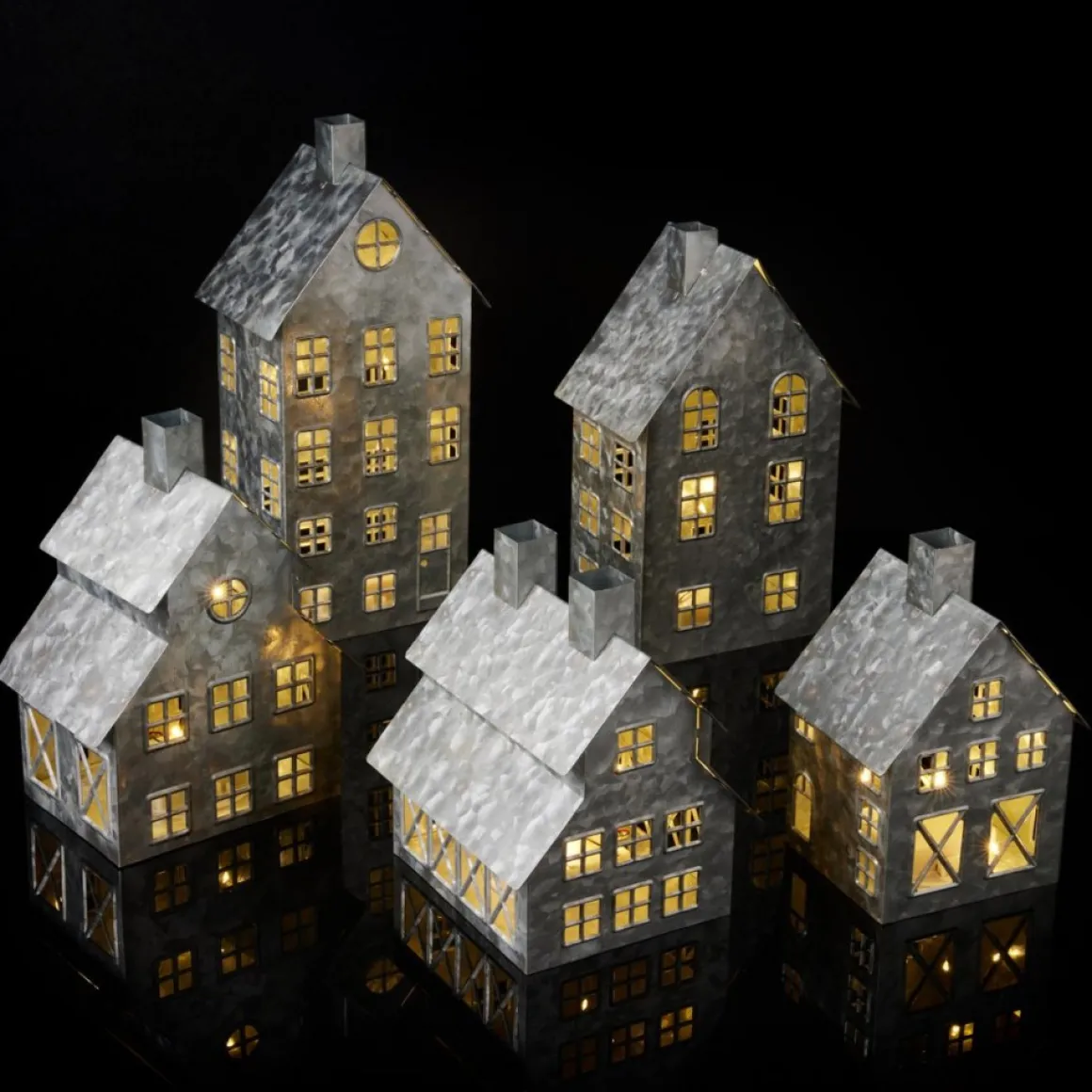 As Is Emryn House 5Pc Farmhouse Village Set With String Lights