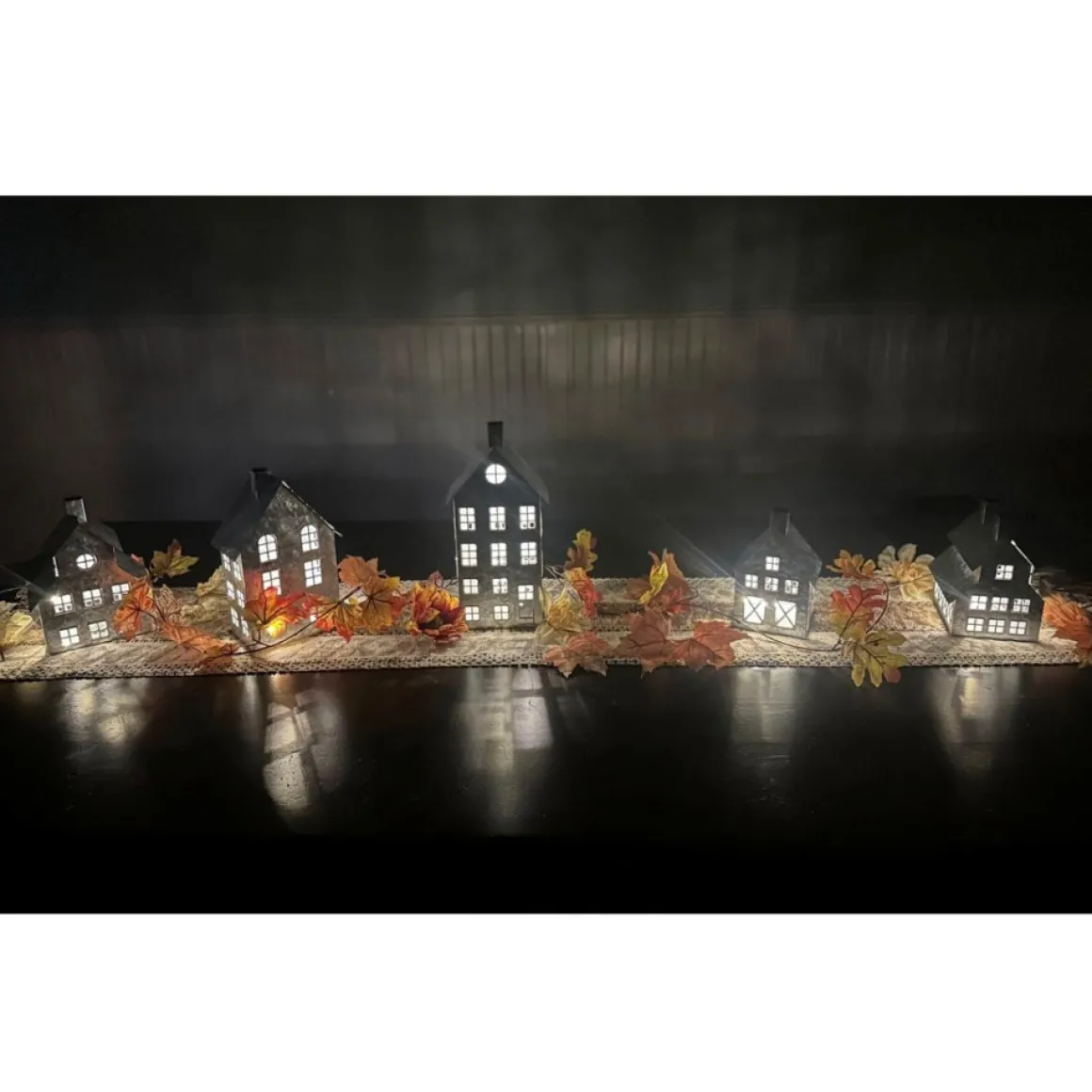 As Is Emryn House 5Pc Farmhouse Village Set With String Lights