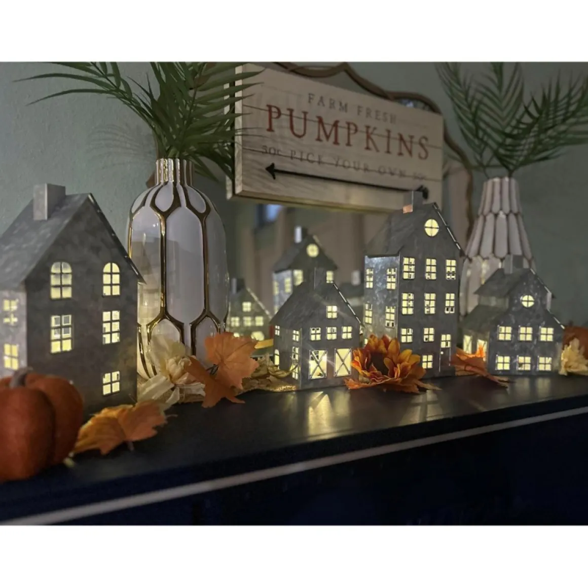 As Is Emryn House 5Pc Farmhouse Village Set With String Lights