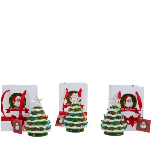 As Is Mr. Christmas Set Of 3 Mini Snow-Tipped Nostalgic Trees With Timer