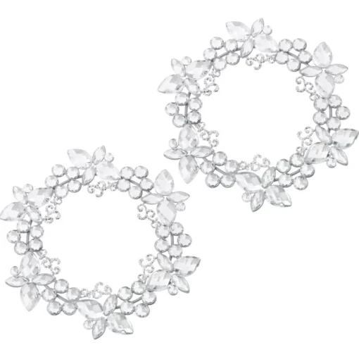 August & Leo 7" Jeweled Wreath Candle Rings - Set Of 2