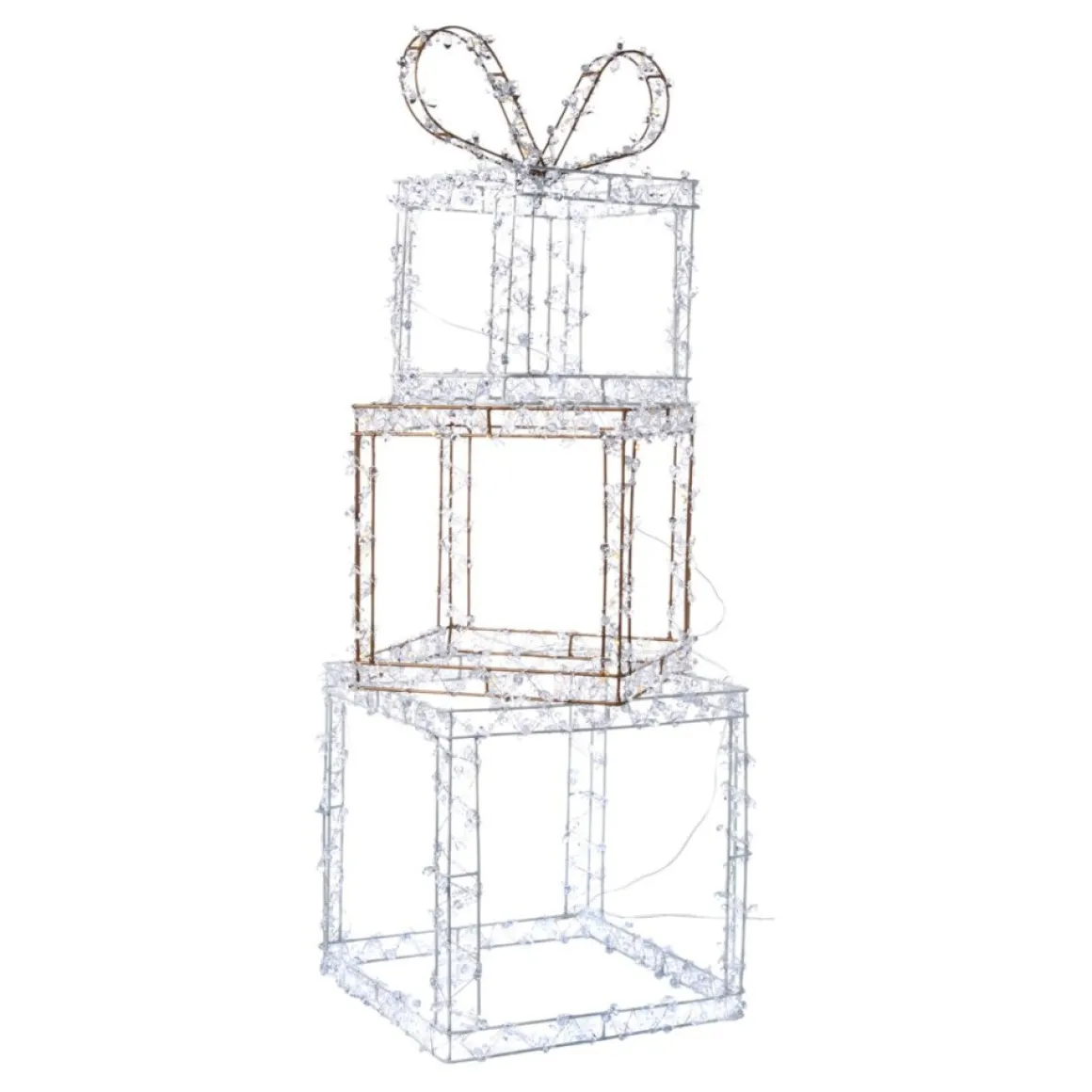 August & Leo Faux Jeweled Led Metal Gift Boxes With Stakes