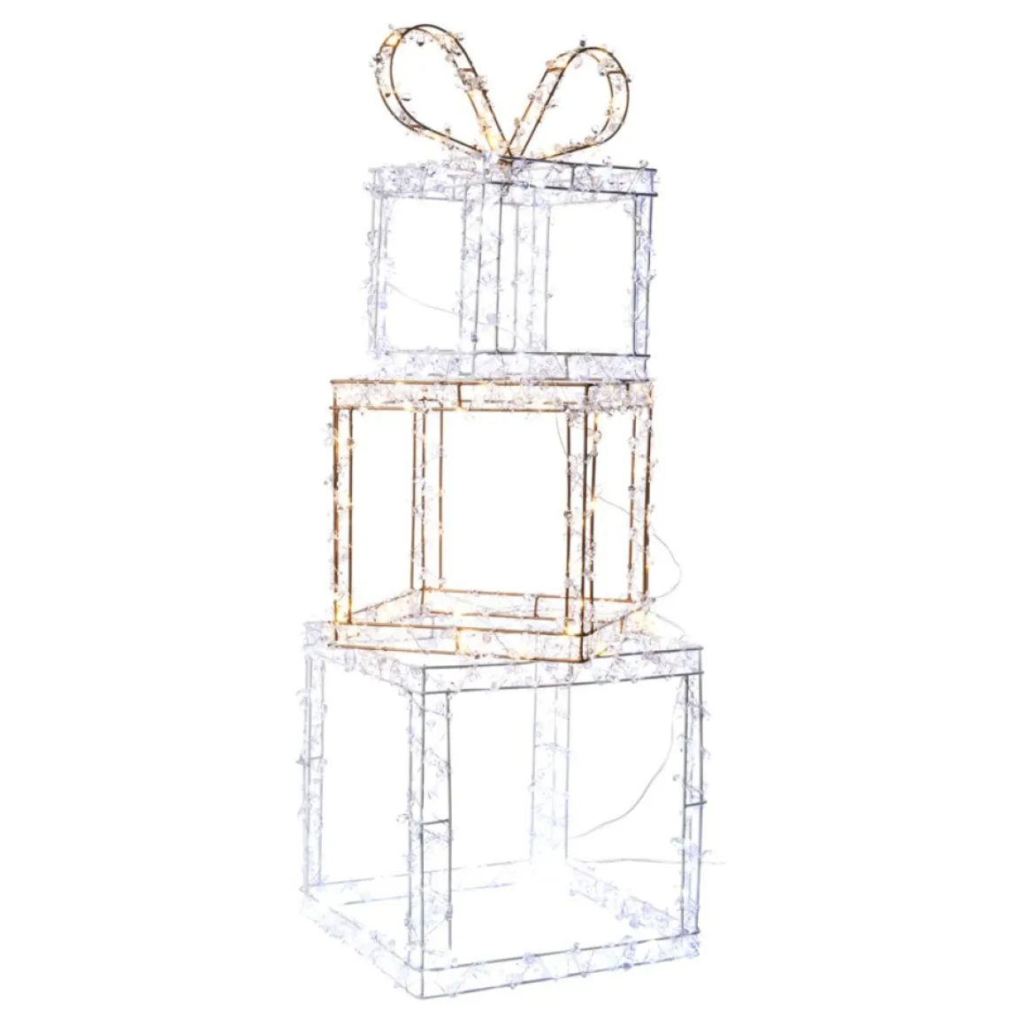 August & Leo Faux Jeweled Led Metal Gift Boxes With Stakes