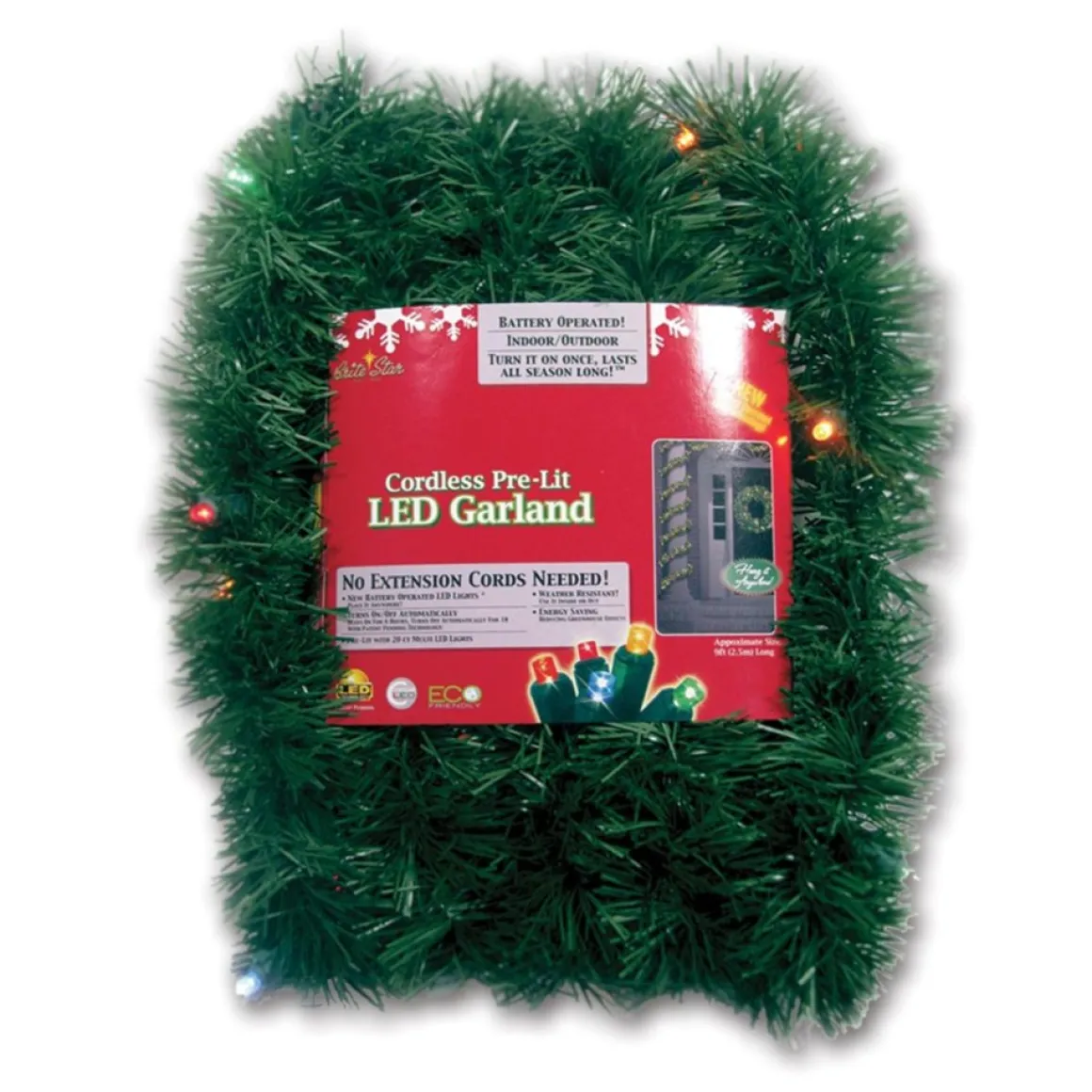 Battery-Operated 18' Multicolored 35-Led Pine Garland