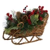 18" Christmas Sleigh With Pine, Pinecones And Berries