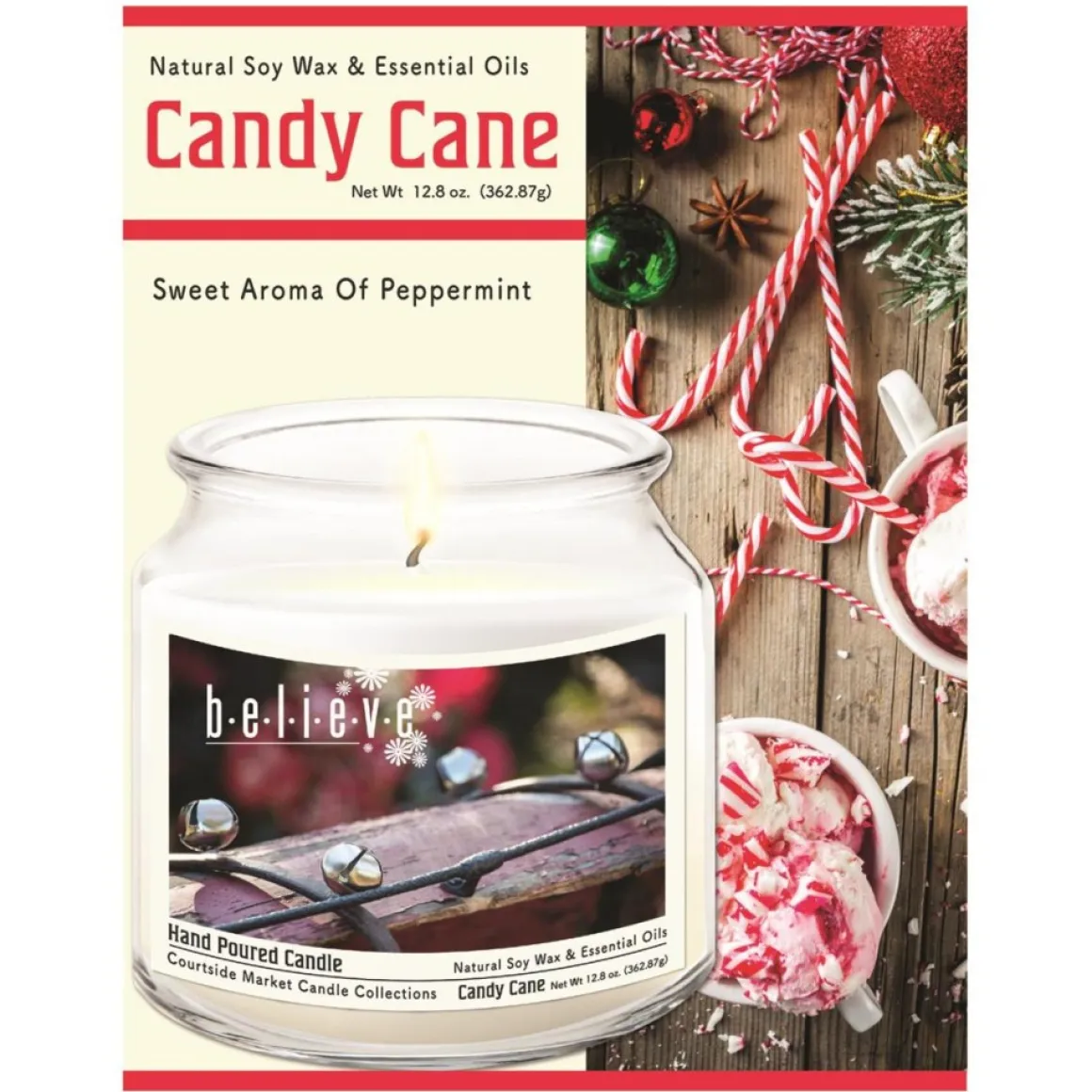 Courtside Maraket Believe Wax Candle In Glass Jar With Silver Lid