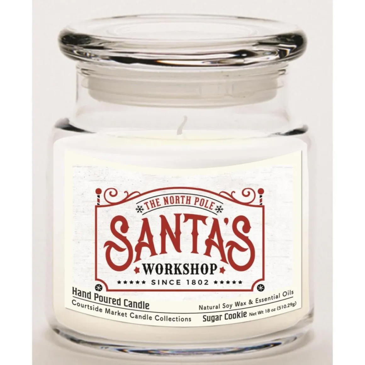 Courtside Market Candle With Essential Oils + Lid - Santa's Workshop