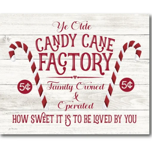 Courtside Market Candy Cane Factory 10.5" X 14" Wood Art