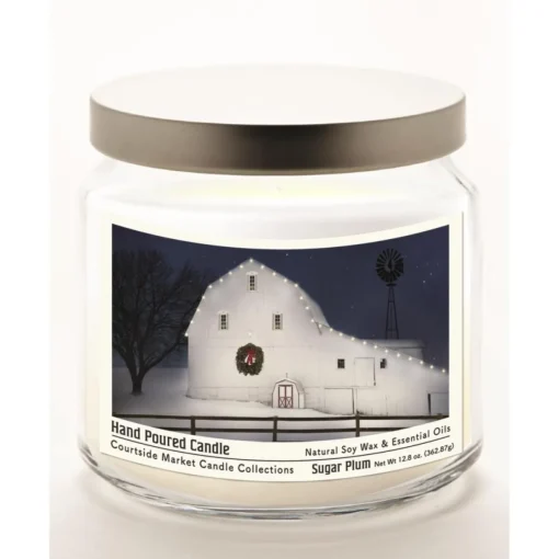 Courtside Market Christmas Night Candle Glass Jar With Silver Lid