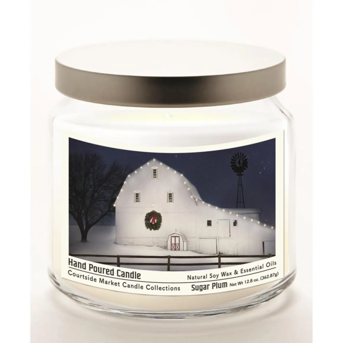 Courtside Market Christmas Night Candle Glass Jar With Silver Lid
