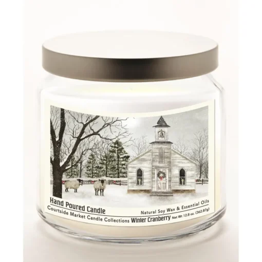 Courtside Market Christmas Chapel Infused Wax Candle With Silver Lid