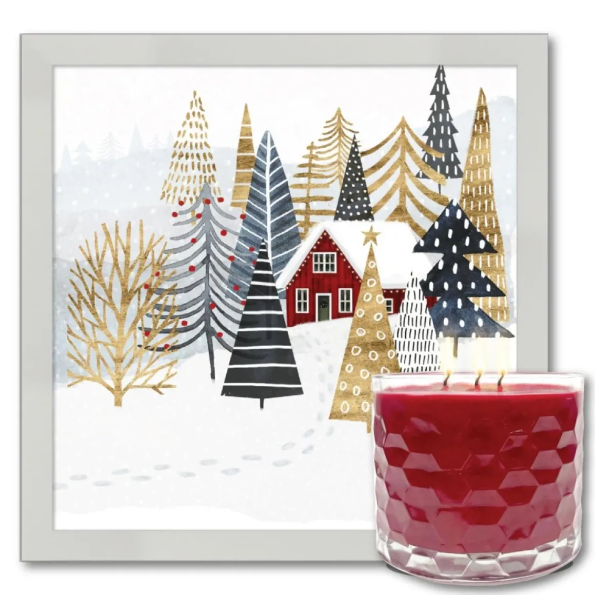 Courtside Market Christmas Chalet Artboard & 13.5 Oz. 3-Wick Candle