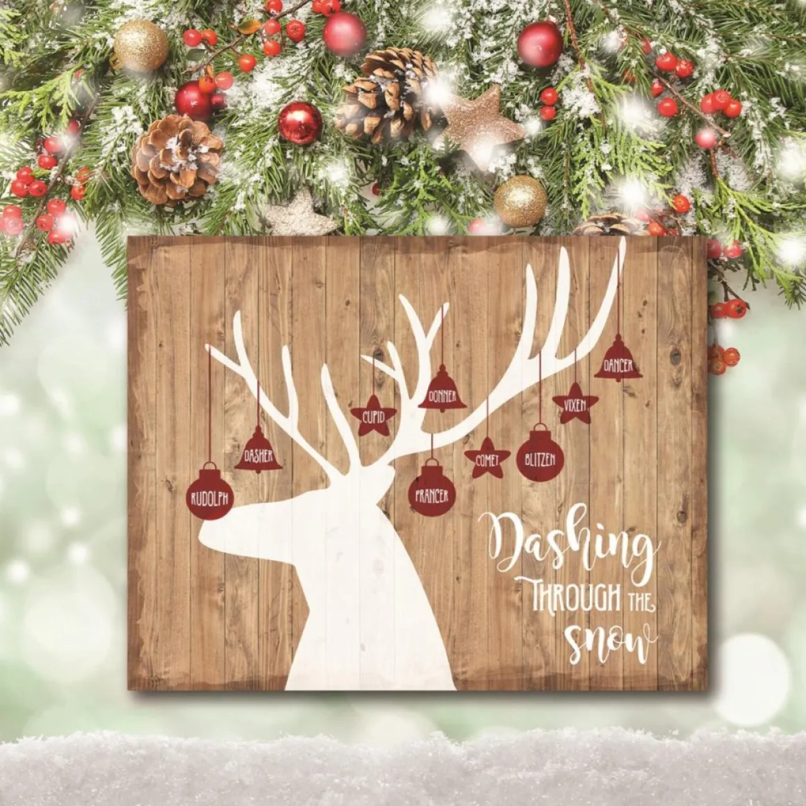 Courtside Market Dashing Through The Snow 8"X10" Board Sign