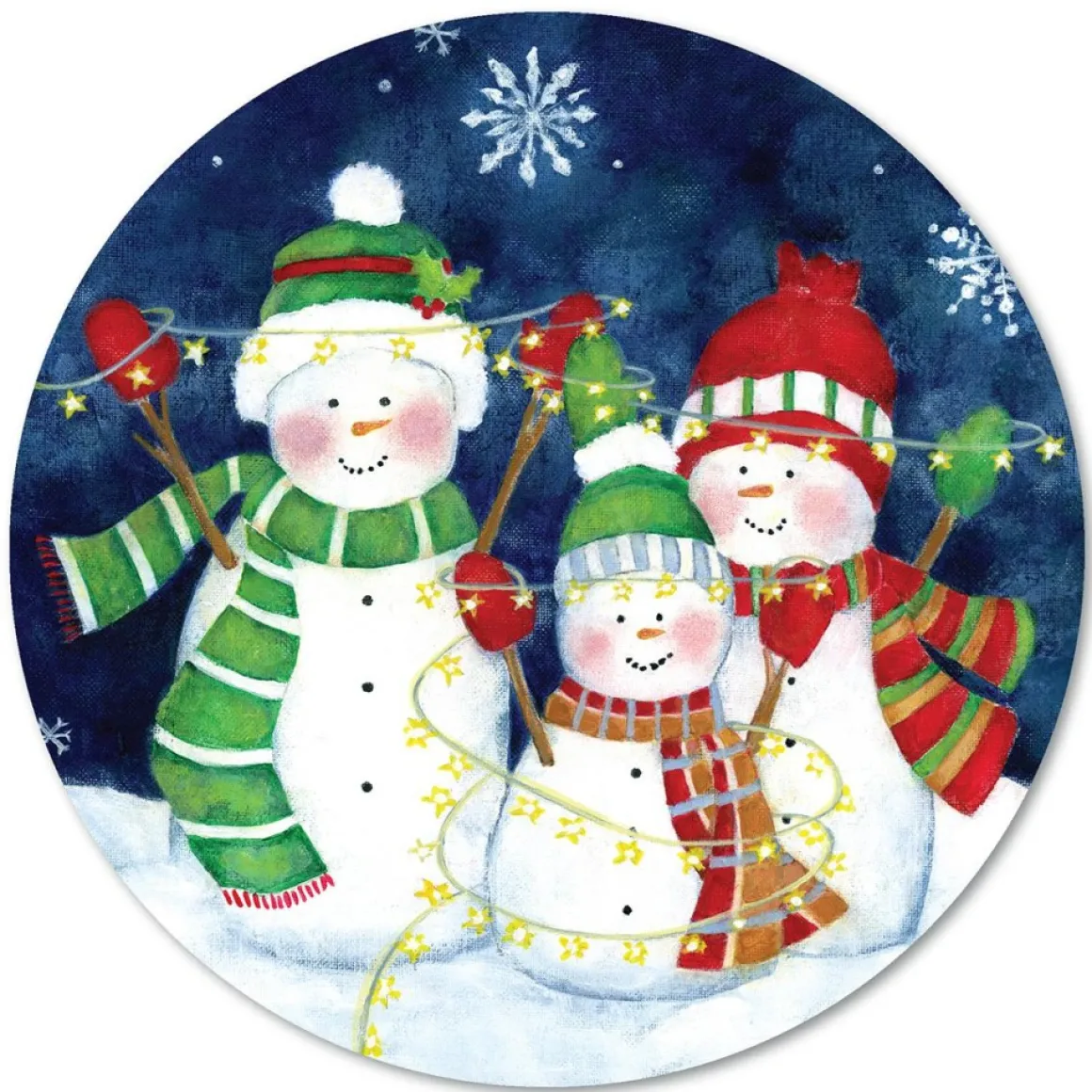 Courtside Market Festive Lights I Snowman 12X12 Circular Wood Decor