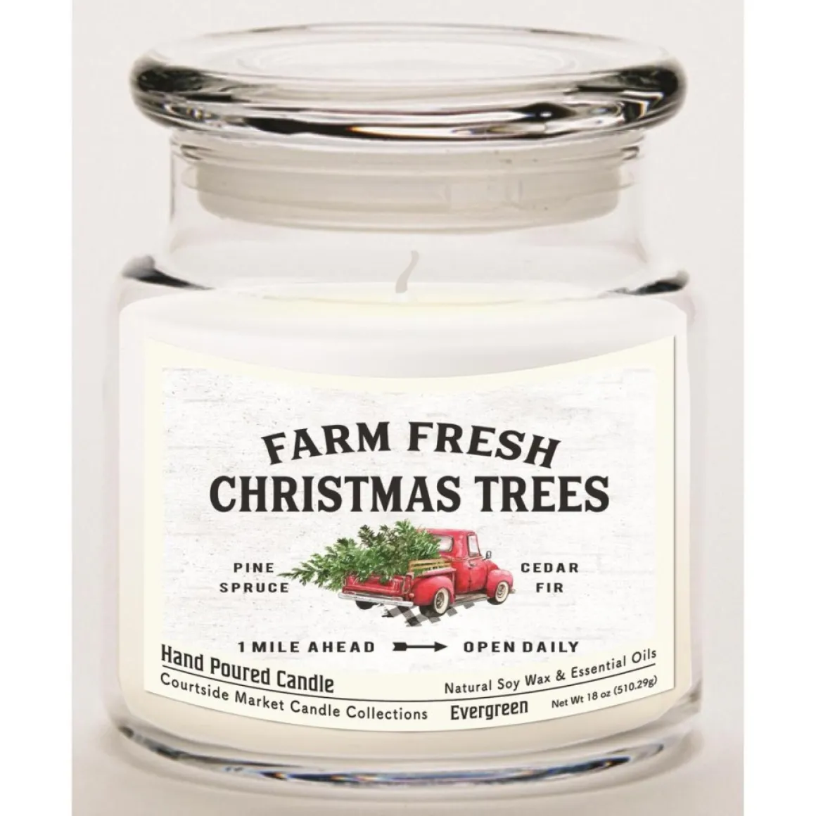 Courtside Market Fresh Farm Trees Wax Infused Candle With Glass Lid