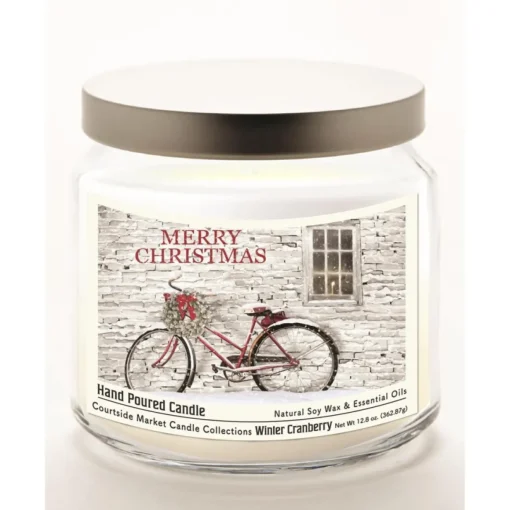 Courtside Market Merry Christmas Infused Soy Candle In Jar With Lid