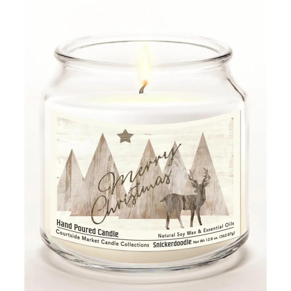 Courtside Market Merry Christmas Deer Infused Soy Candle In Glass Jar