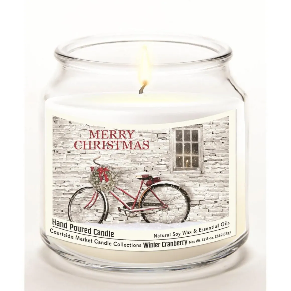 Courtside Market Merry Christmas Infused Soy Candle In Jar With Lid