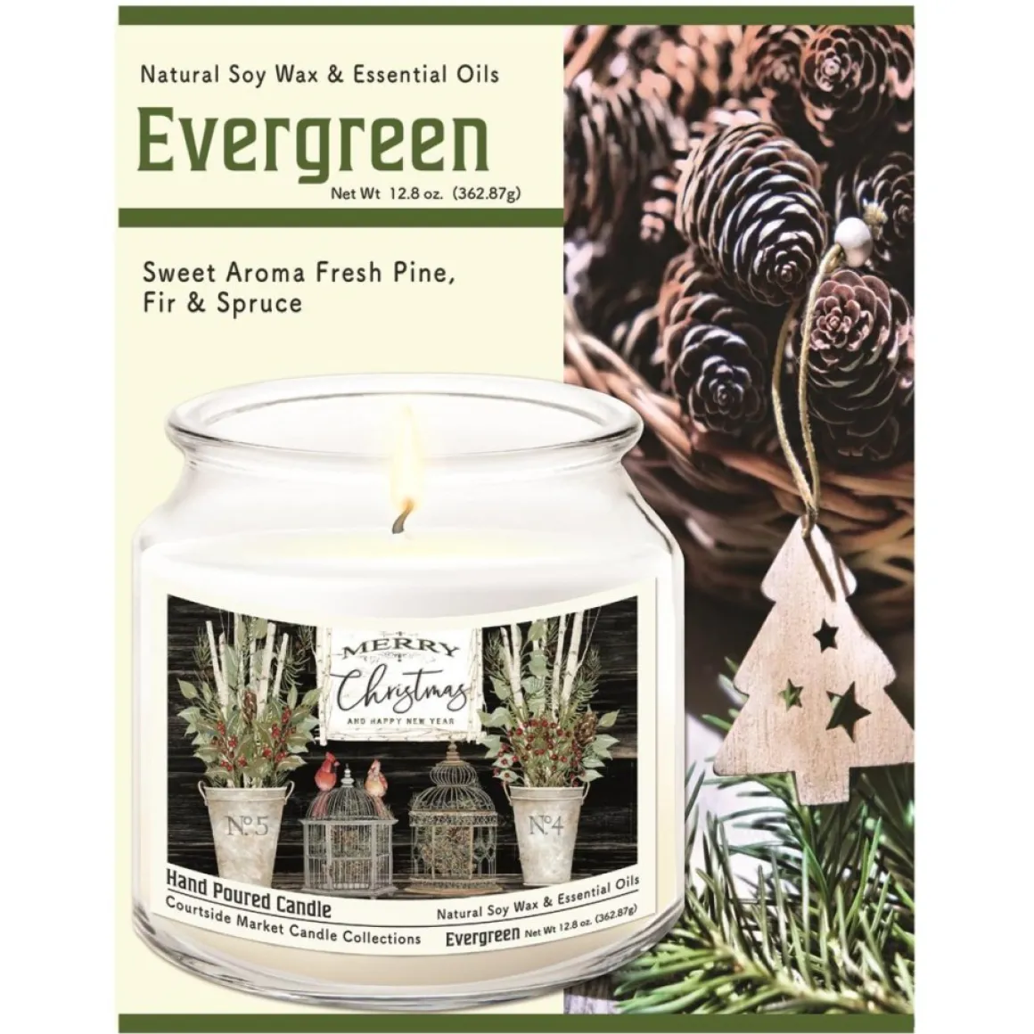 Courtside Market Merry Christmas Cardinals Wax Candle With Brushed Lid