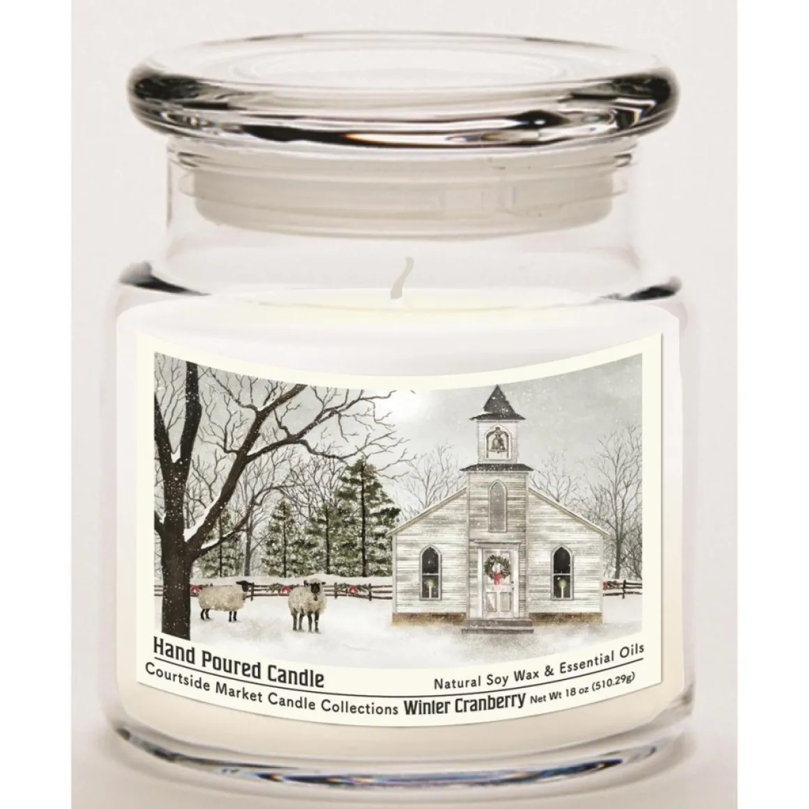 Courtside Market Soy Candle W/ Essential Oils + Lid - Christmas Chapel