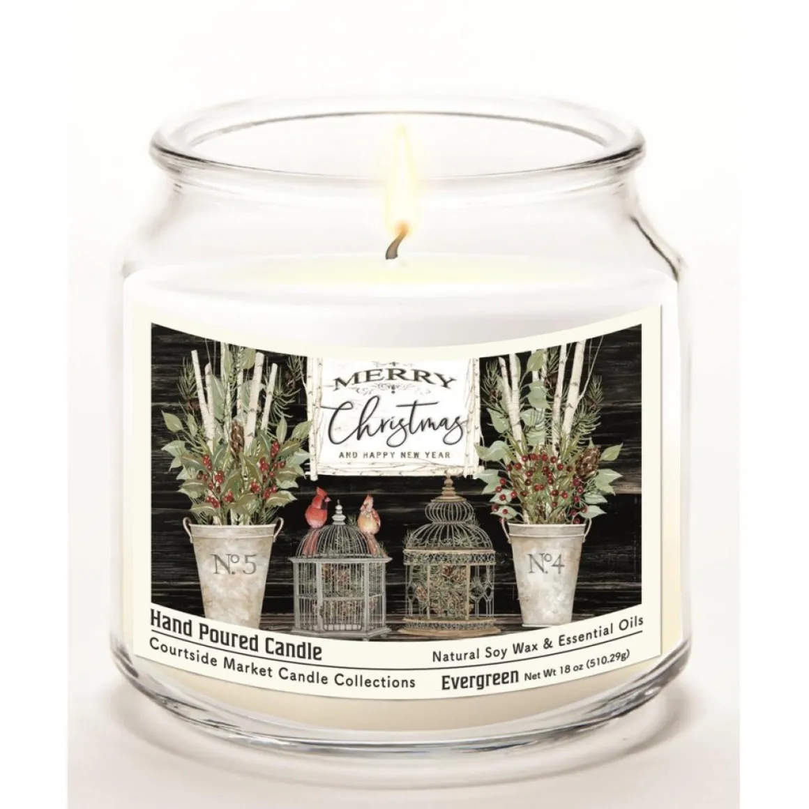 Courtside Market Soy Candle W/ Essential Oils + Lid - Merry Cardinals