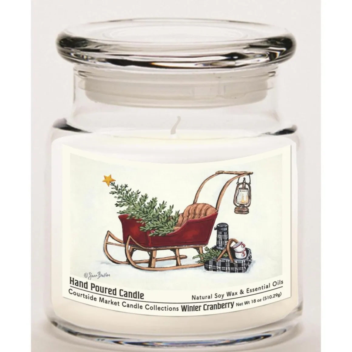 Courtside Market Soy Candle W/ Essential Oils + Lid - Santa's Sleigh
