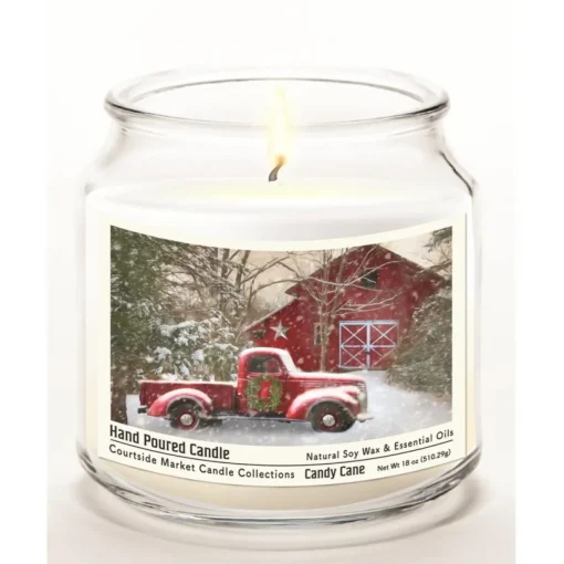 Courtside Market Soy Candle W/ Essential Oils + Lid - Barn With Truck