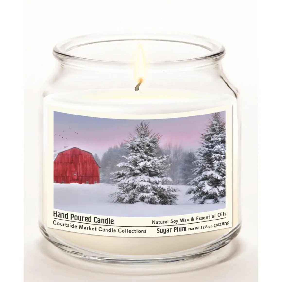Courtside Market Tree Farm Wax Candle In Glass Jar With Silver Lid