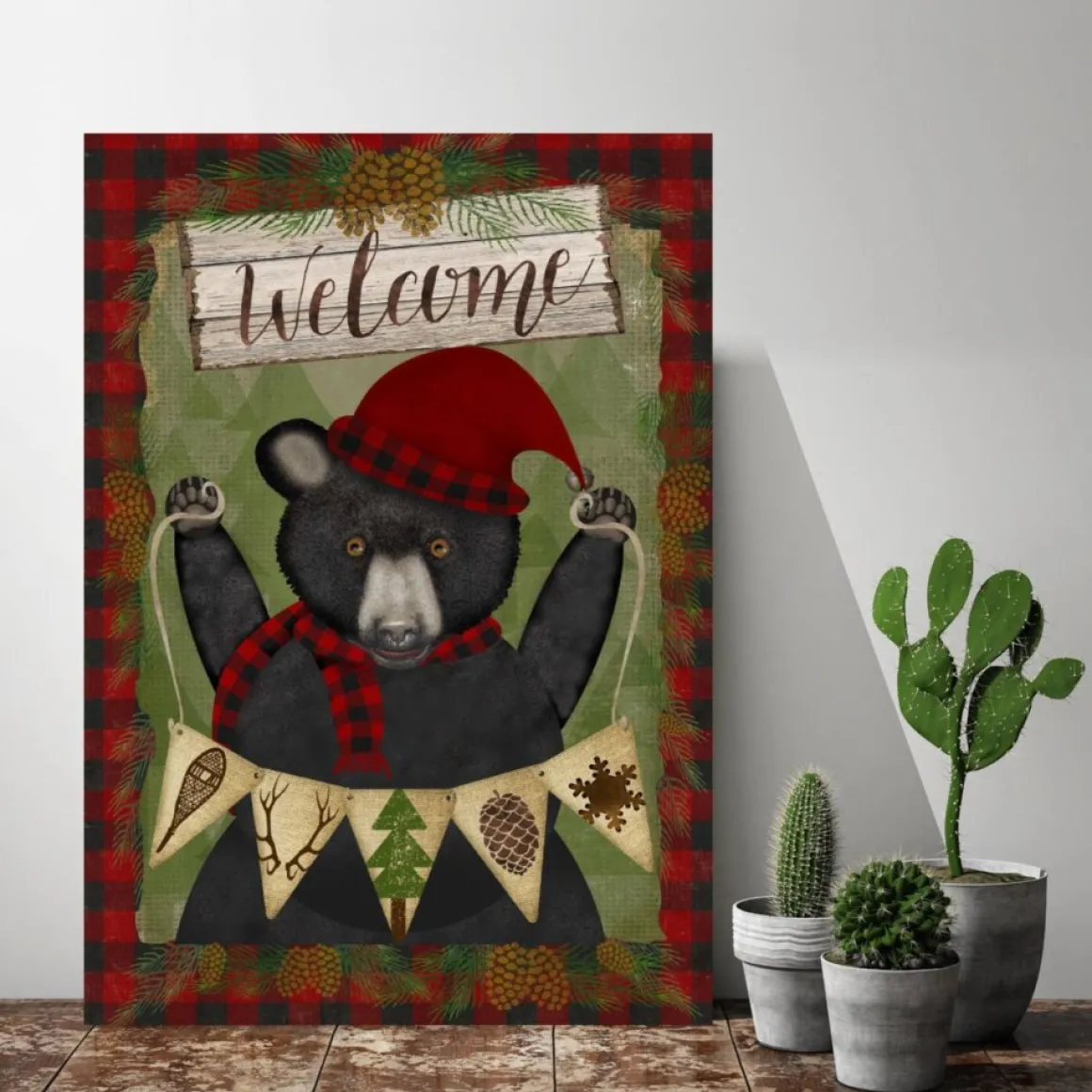 Courtside Market Welcome Bear Canvas Wall Art