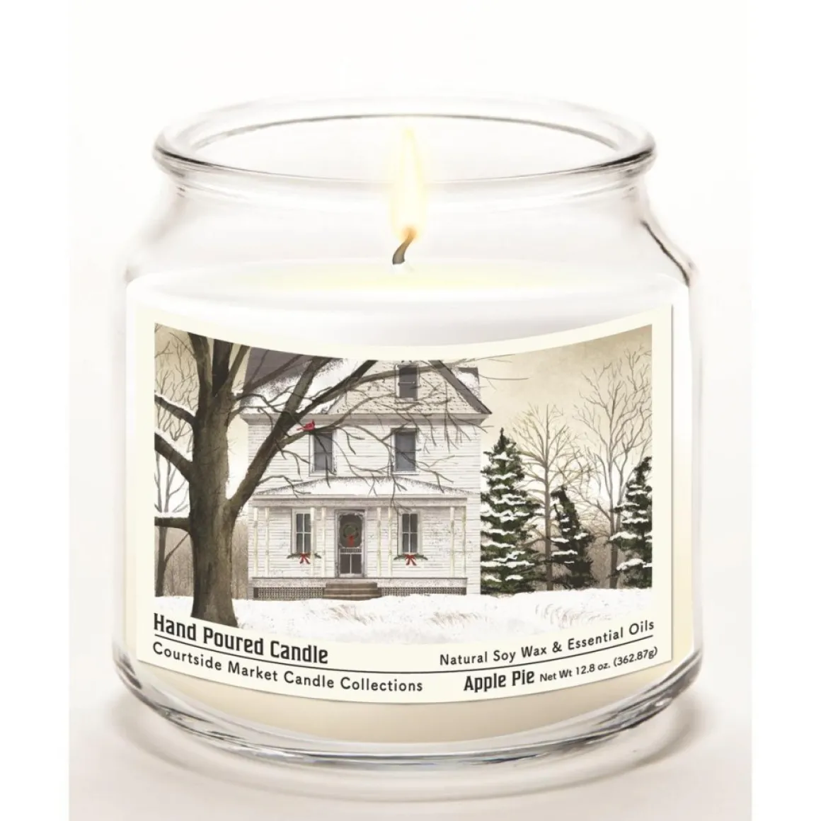 Courtside Market White Christmas Candle Glass Jar With Silver Lid
