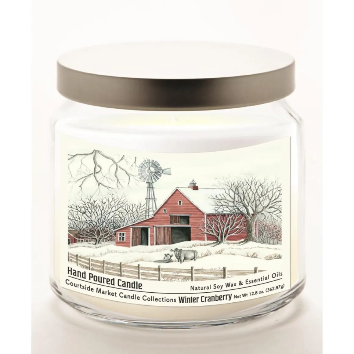 Courtside Market Winter Barn With Mill Infused Wax Candle In Glass Jar