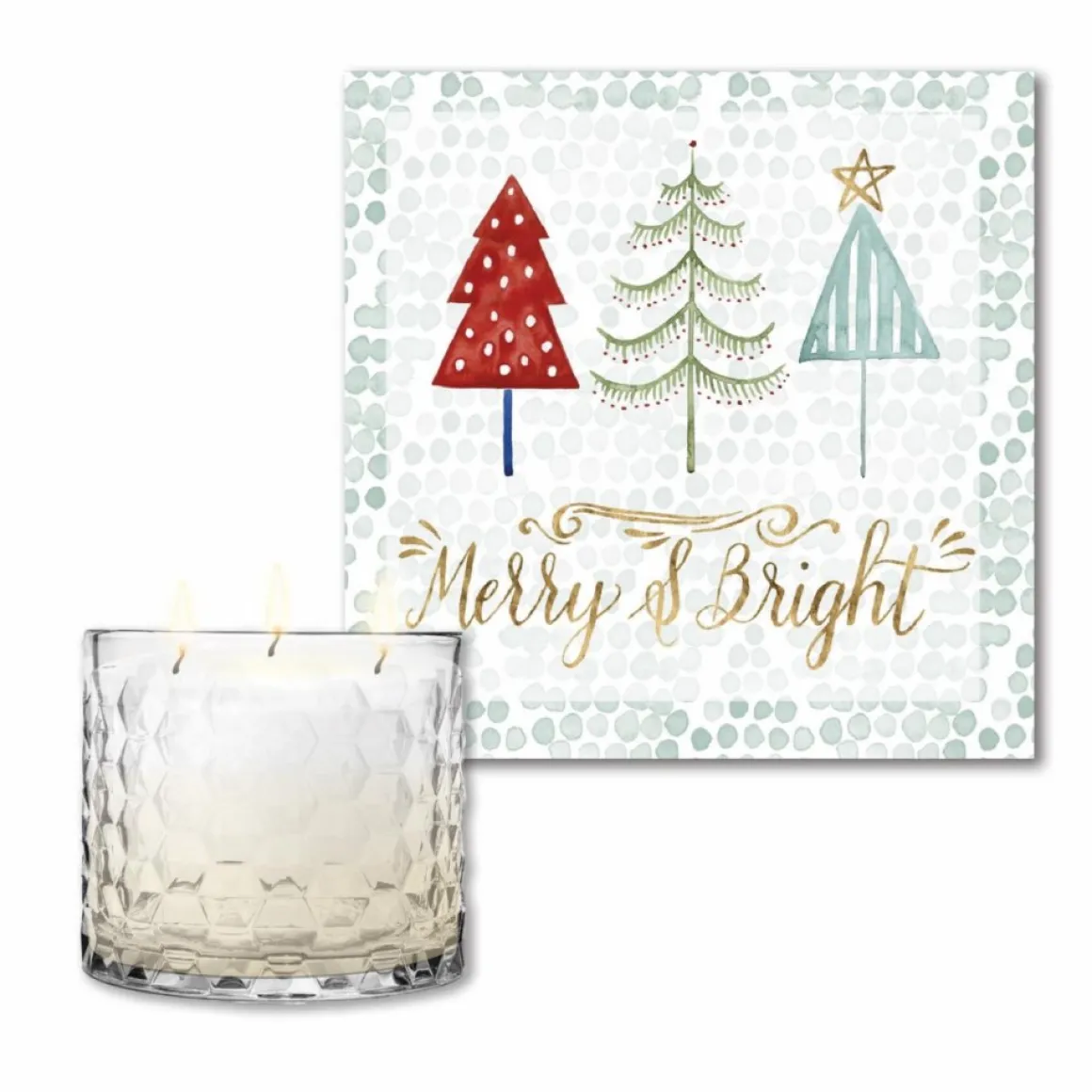 Courtside Market Xmas Tree Whimsy I Artboard & 13.5 Oz. 3-Wick Candle