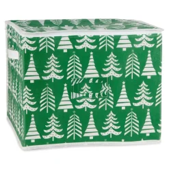 Design Imports Triple Christmas Tree Print Ornament Storage Bin, Large