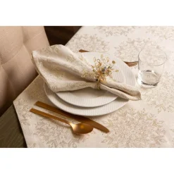 Design Imports Winter Sparkle Jacquard Metallic Square Table Topper