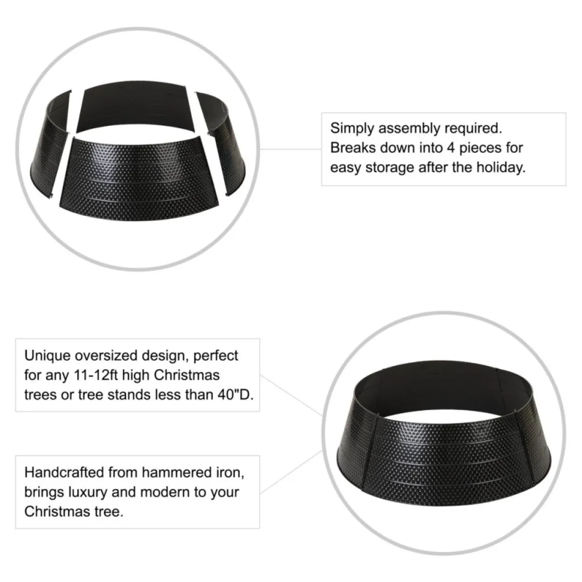 Glitzhome 40.5" D Christmas Hammered Metal Tree Collar
