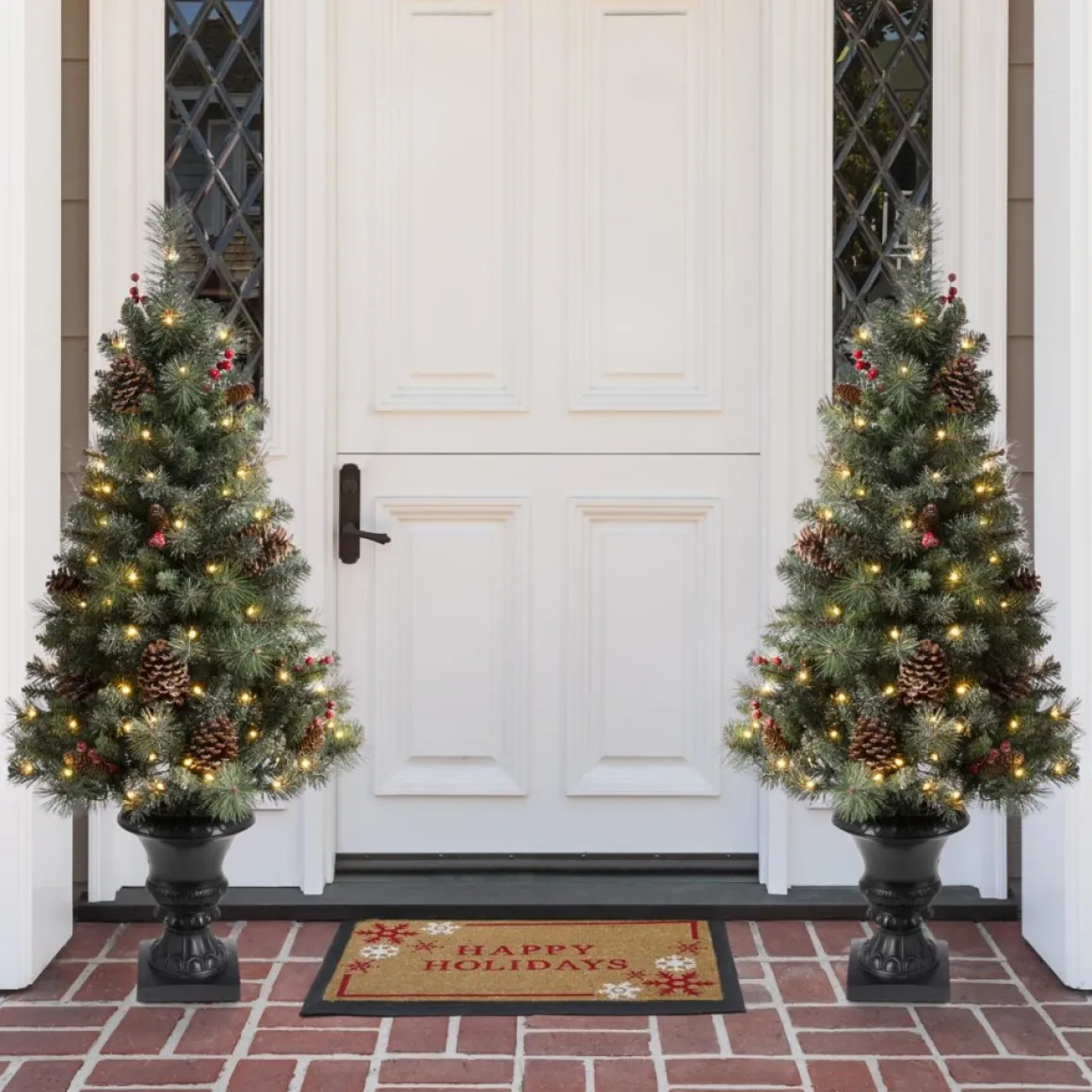 Glitzhome 4 Ft. Flockedchristmastree With Pinecone And Berries