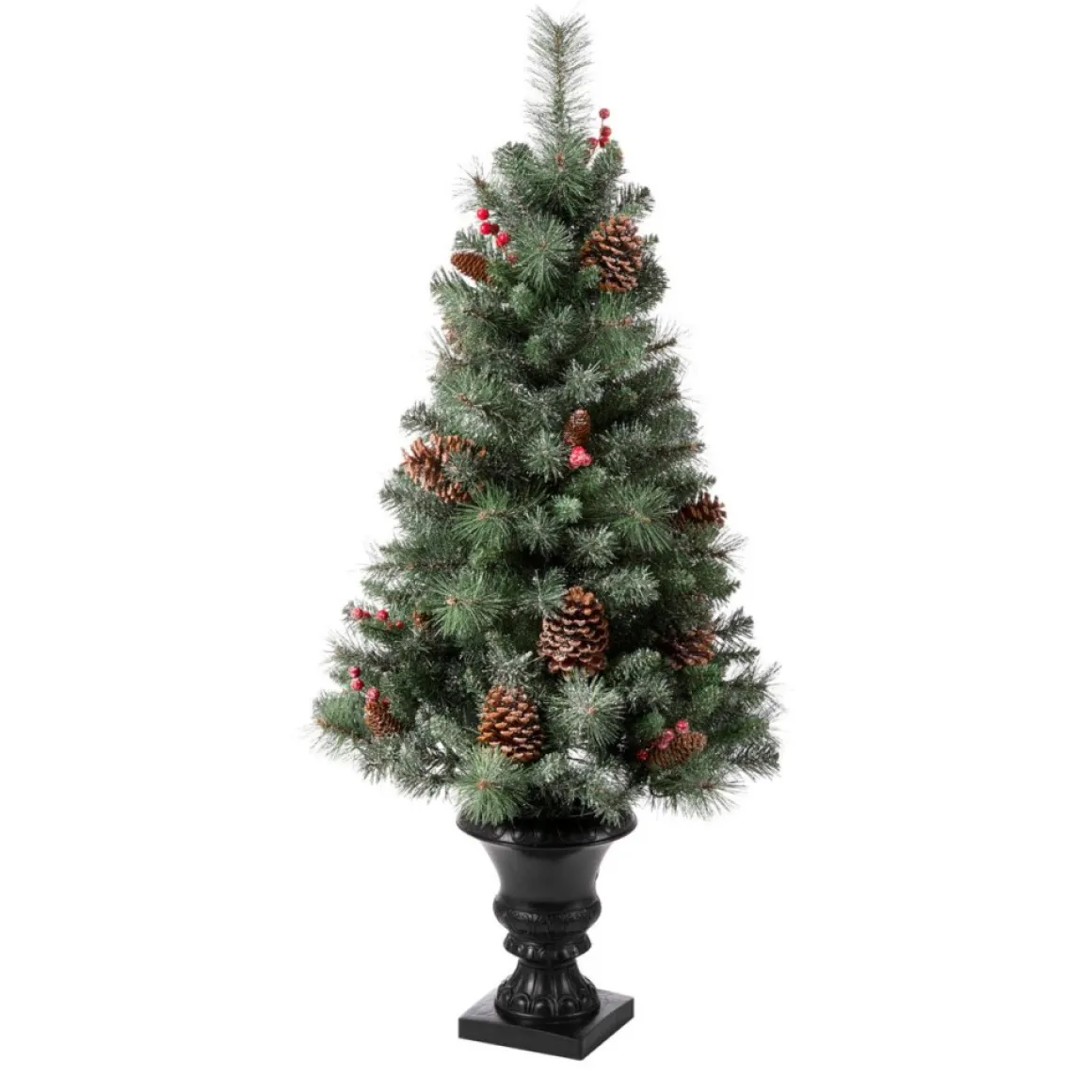 Glitzhome 4 Ft. Flockedchristmastree With Pinecone And Berries