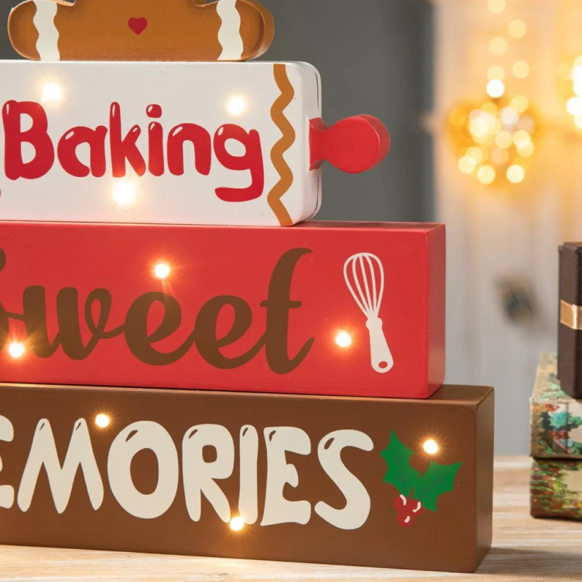 Glitzhome 12" H Lighted Wooden Christmas Gingerbread Man Table Decor