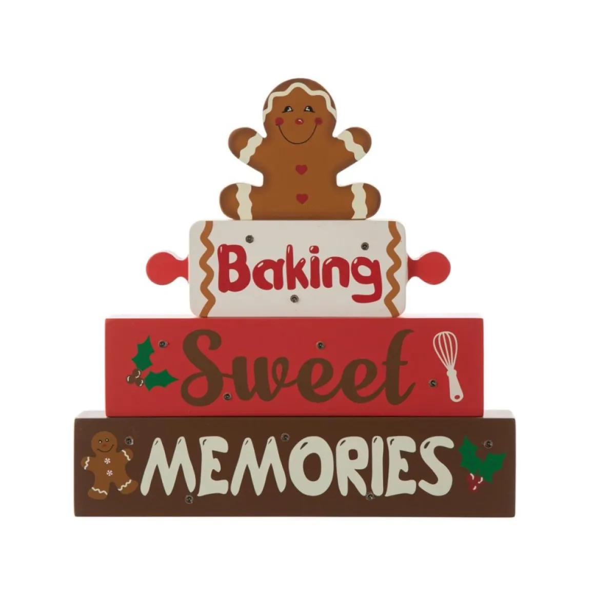 Glitzhome 12" H Lighted Wooden Christmas Gingerbread Man Table Decor