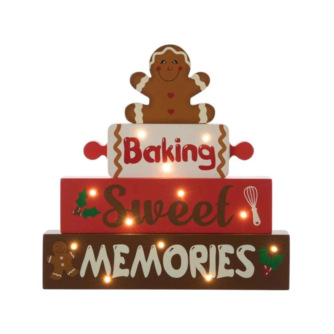 Glitzhome 12" H Lighted Wooden Christmas Gingerbread Man Table Decor