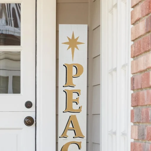 Glitzhome 60" H Wooden Nativity Peace Porch Sign