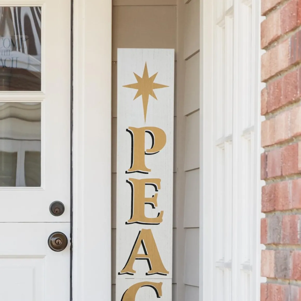 Glitzhome 60" H Wooden Nativity Peace Porch Sign