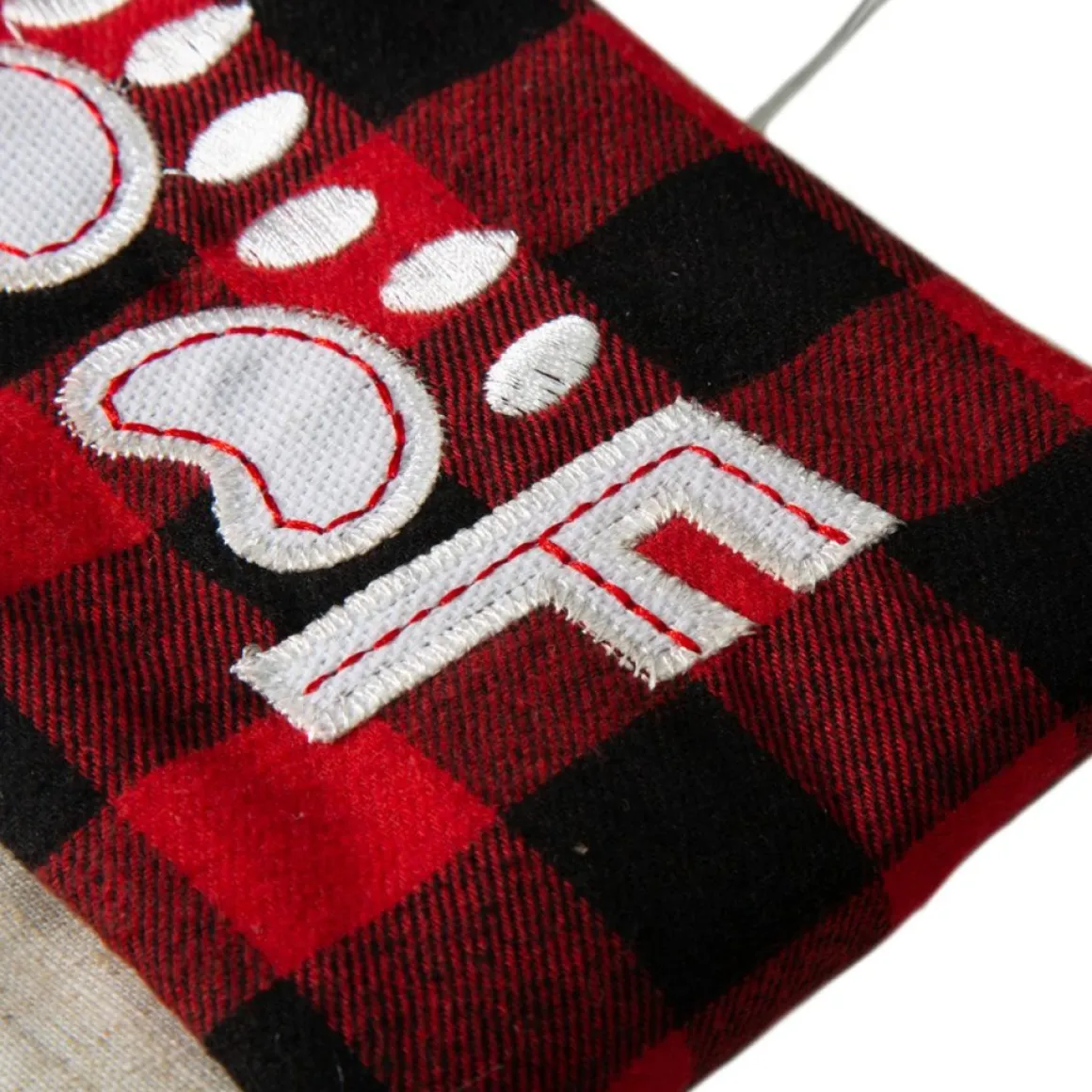 Glitzhome 21" L Led Embroidered Linen Dog Christmas Stocking
