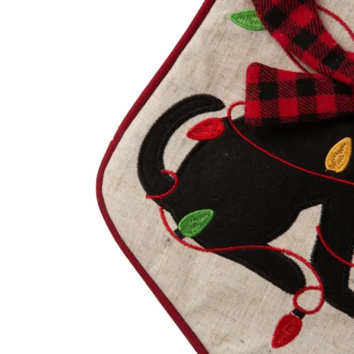 Glitzhome 21" L Led Embroidered Linen Dog Christmas Stocking