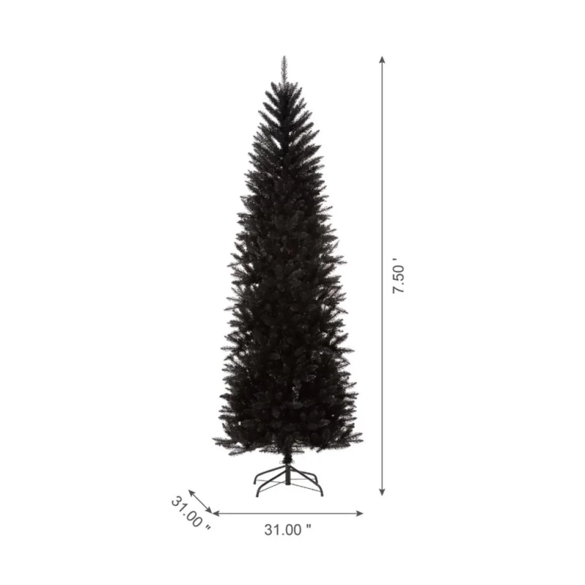 Glitzhome 7.5Ft Black Tinsel Artificial Christmas Tree