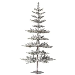 Glitzhome 6Ft Deluxe Pre-Lit Flocked Pine Artificial Christmas Tree