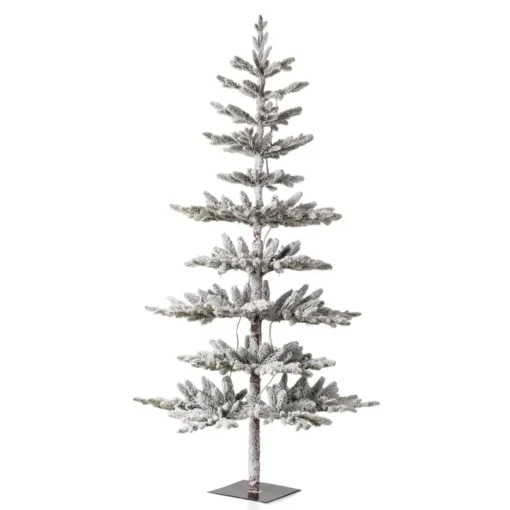 Glitzhome 6Ft Deluxe Pre-Lit Flocked Pine Artificial Christmas Tree